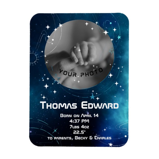 Celestial Deep Blue Outer Space Ankündigung Magnet (Vertikal)