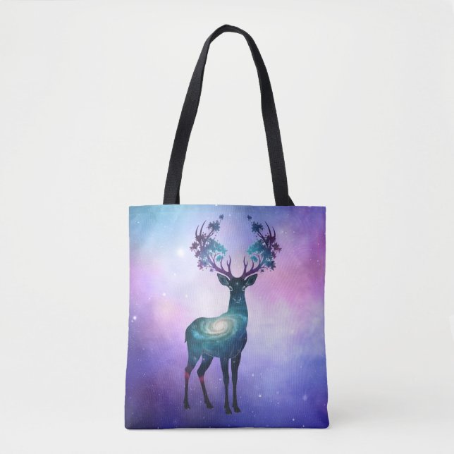 Celestial Deer Silhouette Tote Tasche (Vorderseite)