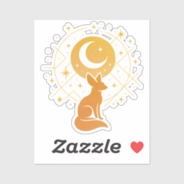Celestial Desert Fox - Moon and Stars Cosmic Aufkleber