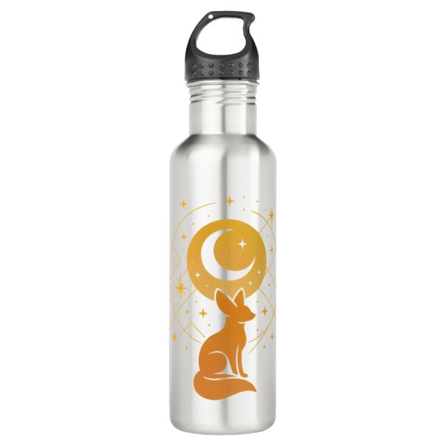 Celestial Desert Fox - Moon and Stars Cosmic Edelstahlflasche (Vorderseite)