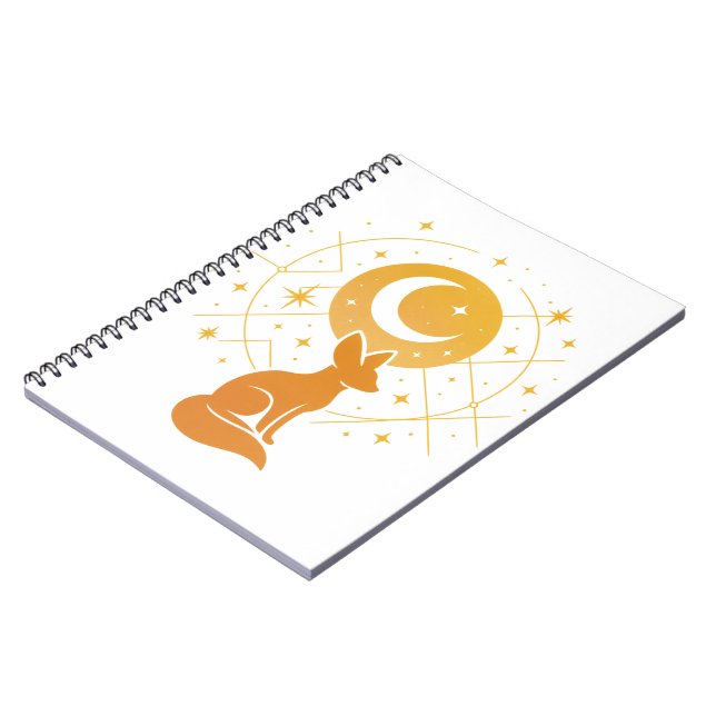 Celestial Desert Fox - Moon and Stars Cosmic Notizblock (Linke Seite)