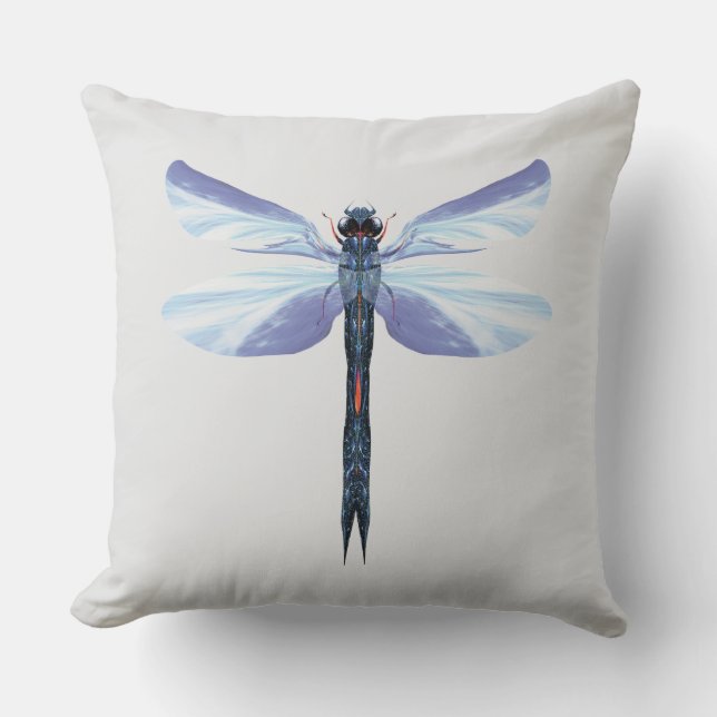 Celestial Dragonfly – Surreal Blue Insect Art Pill Kissen (Vorderseite)