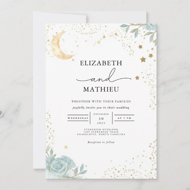 Celestial Dream Floral Wedding Einladung (Vorderseite)