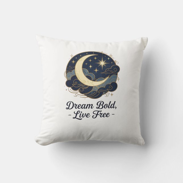 Celestial Dream - Moon & Stars Throw Kissen (Vorderseite)