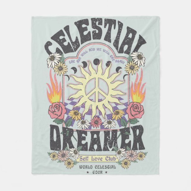 CELESTIAL DREAMER SUN ROSE TSHIRT Grafikdesign Fleecedecke (Vorderseite)