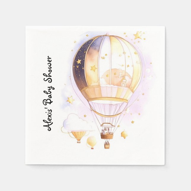 Celestial Dreamland Baby Dusche Heißluftballon Serviette (Vorderseite)