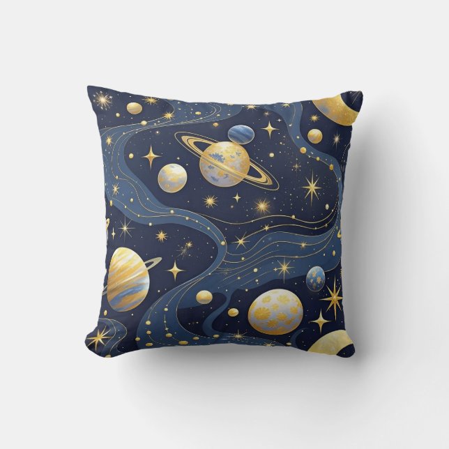 Celestial Dreams – Abstract Cosmic Seamless Patter Kissen (Vorderseite)