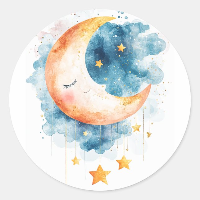 Celestial Dreams Watercolor Runder Aufkleber (Vorderseite)