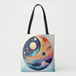 Celestial Dreamscape - Abstrakter Mond & Planeten Tasche
