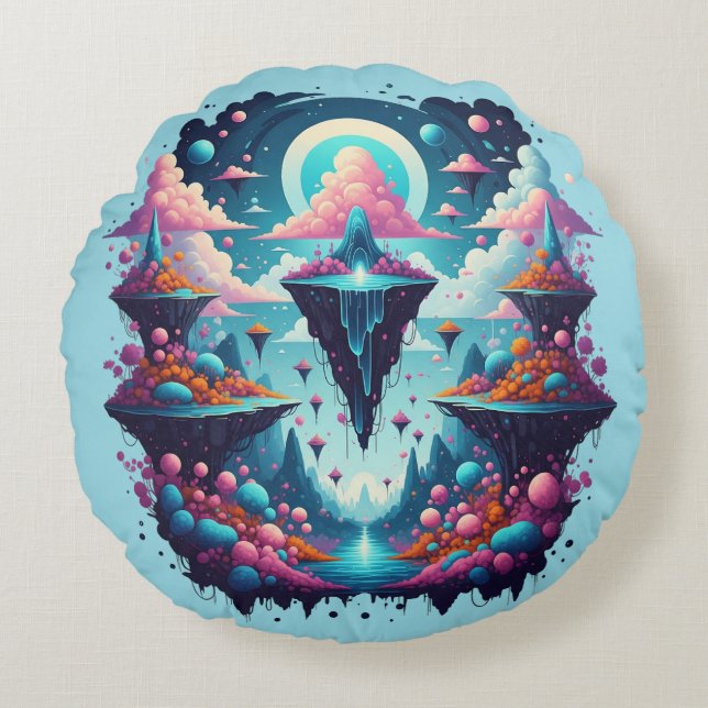Celestial Dreamscape Pillow Rundes Kissen (Vorderseite)