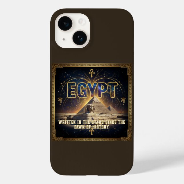 Celestial Egypt Sphinx Pyramids Galaxy Poster Case-Mate iPhone 14 Hülle (Rückseite)