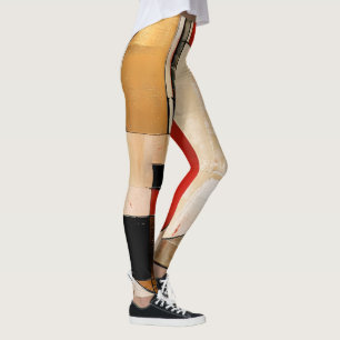Celestial Elegance: Abstrakte Erkundung in Beige Leggings