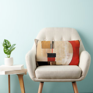 Celestial Elegance: Abstrakte Erkundung in Beige Lendenkissen