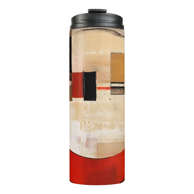 Celestial Elegance: Abstrakte Erkundung in Beige Thermosbecher (Vorderseite)
