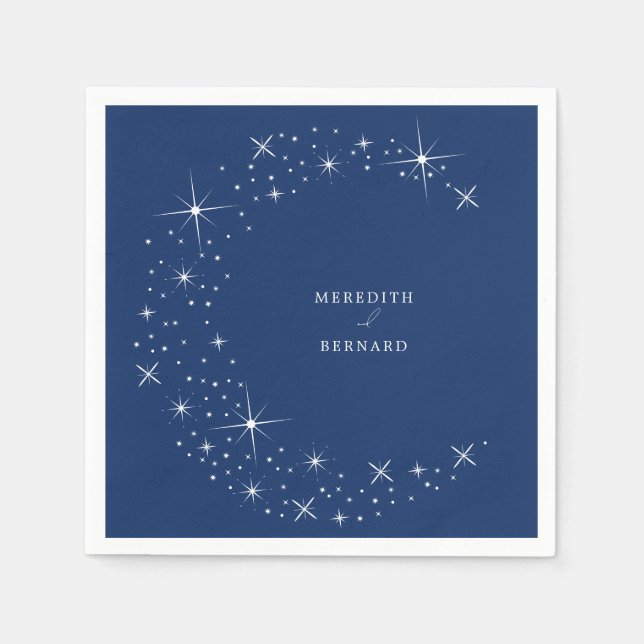 Celestial Elegant Moon Navy Blue Wedding Napkin Serviette (Vorderseite)
