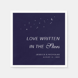 Celestial Elegant Script Midnight Blue Wedding Serviette