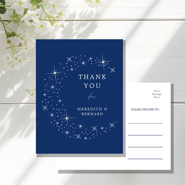 Celestial Elegant Wedding Moon Thank You Postcard Postkarte (Von Creator hochgeladen)