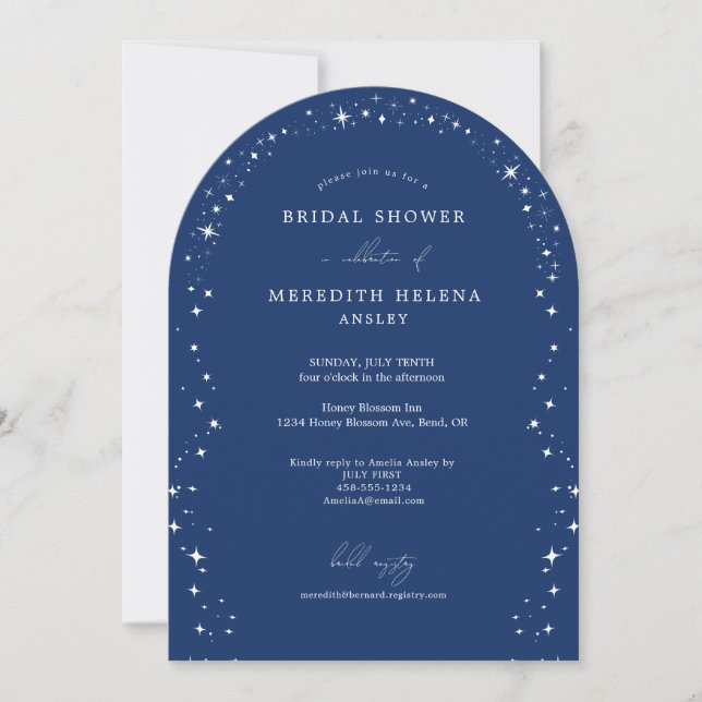 Celestial Elegant Wedding Stars Arch Bridal Shower Einladung (Vorderseite)