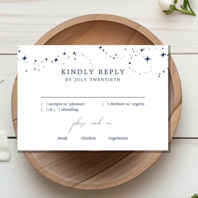 Celestial Elegant Wedding White RSVP Response Card Karte (Von Creator hochgeladen)