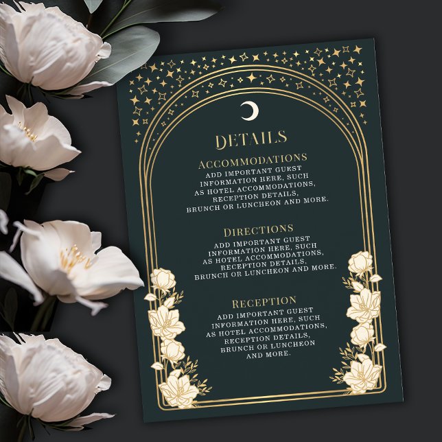 Celestial Elegante Art Nouveau Hochzeit Details Begleitkarte (Von Creator hochgeladen)