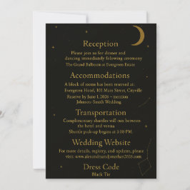 Celestial Elegante Black & Gold Hochzeit Einladung