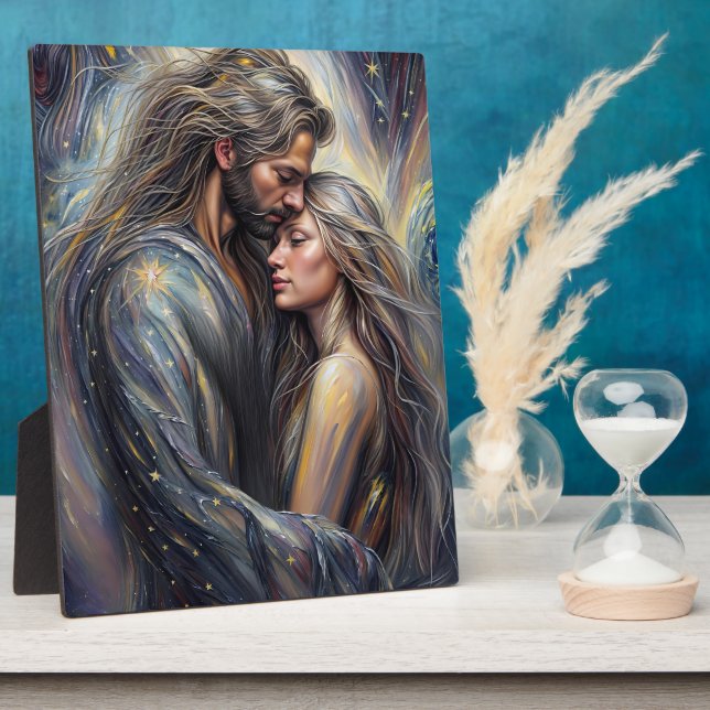 Celestial Embrace Romantic Starry Night Fotoplatte (Seite)