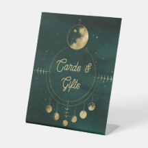 Celestial Emerald Gold Moon Wedding Card und Gesch