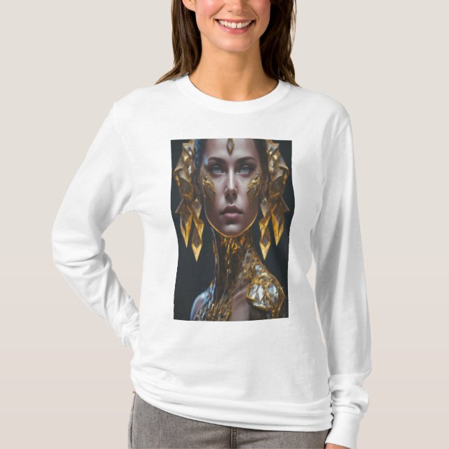 Celestial Empress: Ein futuristisches Fantasieport T-Shirt (Vorderseite)