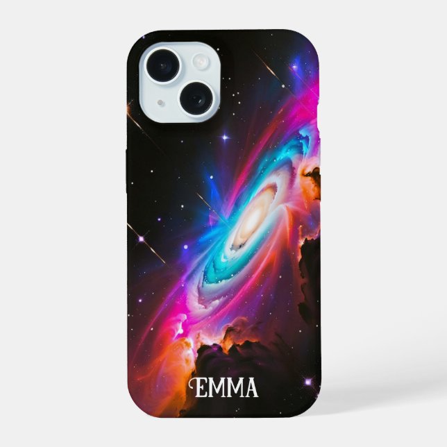 Celestial Fantasy Black Hole Custom iPhone 15 Hülle (Rückseite)