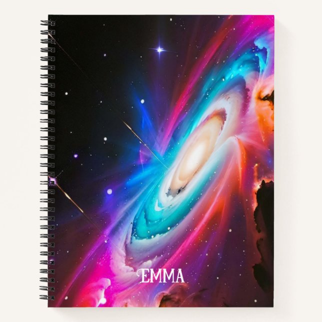 Celestial Fantasy Black Hole Individuelle Name Notizbuch (Vorderseite)