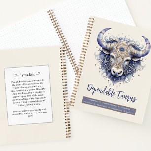 Celestial Fantasy Taurus Zodiac Bull Sign Birthday Notizbuch