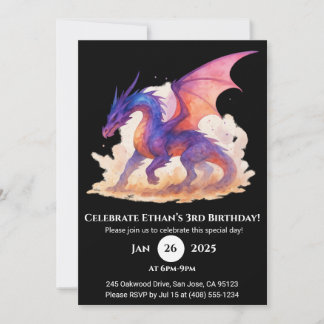 Celestial Flame Dragon Birthday Einladung
