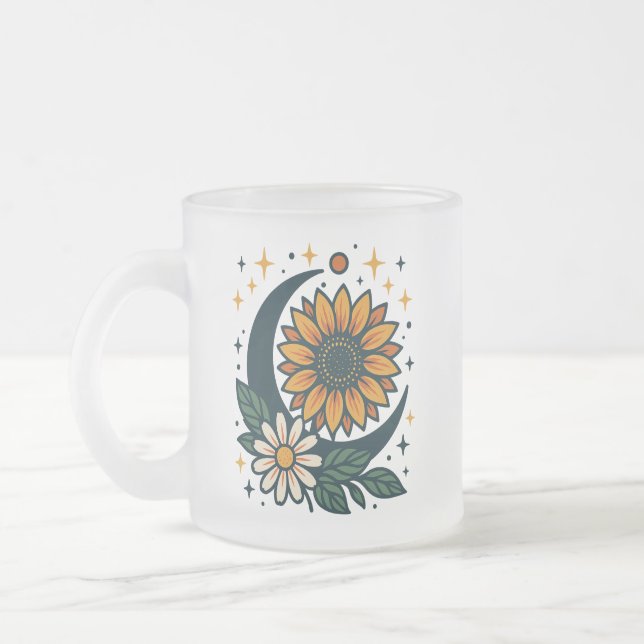 Celestial Flower Frosted Glass Mug (Gauche)