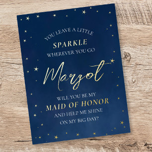 Celestial Foil Stars Maid of Honorar Vorschlag Car Folie Einladungspostkarte