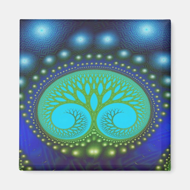 Celestial Forest Nature Muster Abstrakte Kunst Magnet (Vorne)
