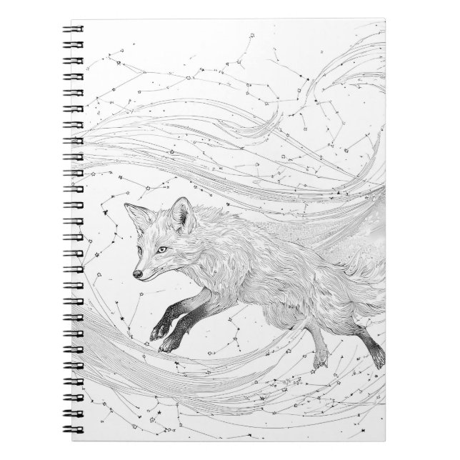 Celestial Fox Constellation Ink Zeichnend Notizblock (Vorderseite)