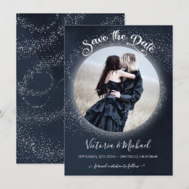 Celestial Full Moon and Stars Foto Save the Date Einladung