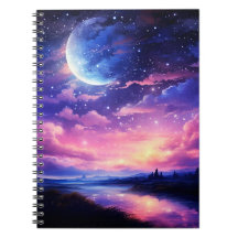 Celestial Full Moon Stars Wolken Mystische Lila