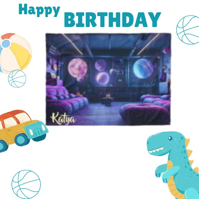 Celestial Futuristic Zuhause Large Lila Planet Fleecedecke (Von Creator hochgeladen)