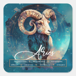 Celestial Galaxy Aries Fantasy Zodiac Ethereal Quadratischer Aufkleber
