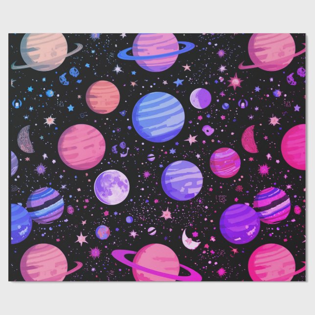Celestial Galaxy Geschenkpapier schwarz (Flach)