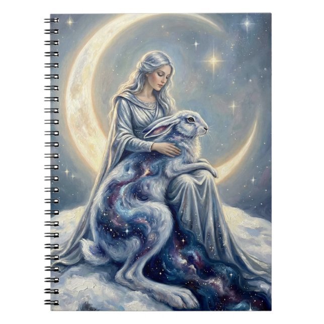 Celestial Galaxy Hare Moon Goddess Fantasy Art Notizblock (Vorderseite)