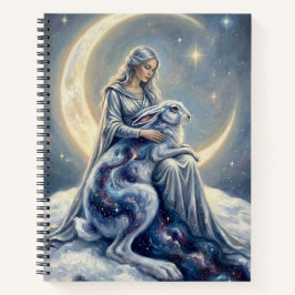 Celestial Galaxy Hare Moon Goddess Fantasy Art Notizbuch