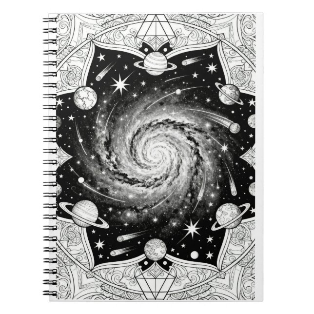 Celestial Galaxy Mandala Kunst | Kosmische Wanddek Notizblock (Vorderseite)
