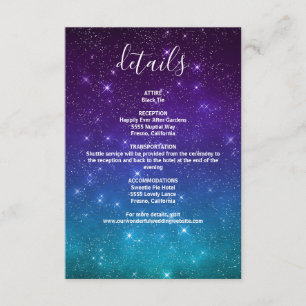 Celestial Galaxy Night Sky Stars Details Hochzeite Begleitkarte