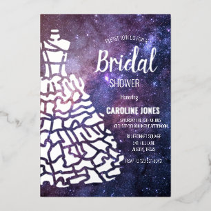 Celestial Galaxy Silver Foil Dress Brautparty Folieneinladung