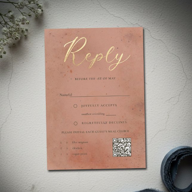 Celestial Galaxy Stars Blush Pink Glow Wedding QR RSVP Karte (celestial galaxy wedding reply rsvp floral galaxy peach pink starry night written in the stars)