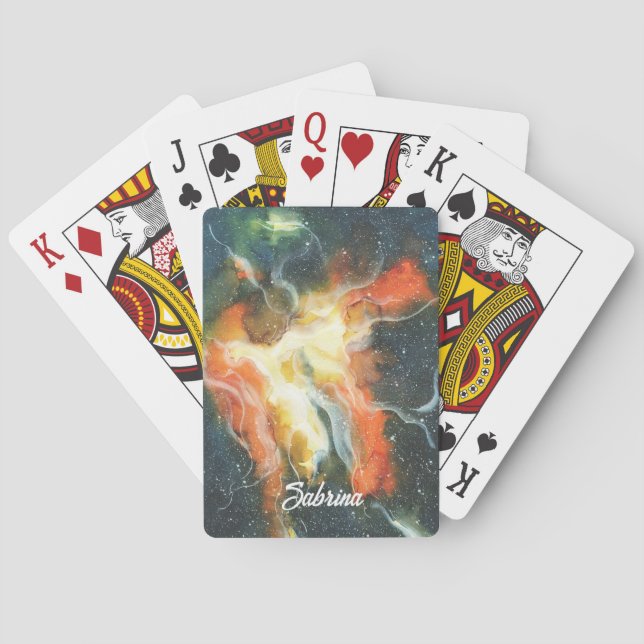 Celestial Galaxy Swirl Personalisiert Spielkarten (Rückseite)