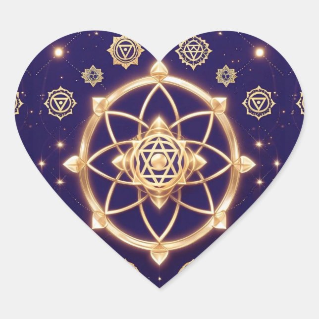 Celestial Geometry of Light — Sacred Pattern Herz-Aufkleber (Vorderseite)