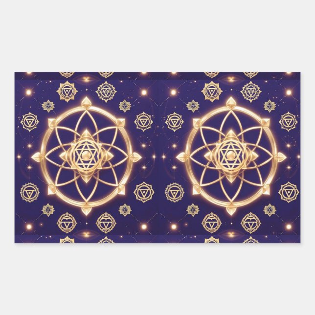 Celestial Geometry of Light — Sacred Pattern Rechteckiger Aufkleber (Vorderseite)